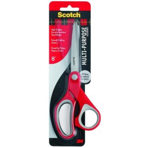 Nożyczki biurowe SCOTCH® (1428), ergonomiczne, 20,5cm, czerwono-szare
