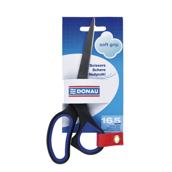 Nożyczki biurowe DONAU Soft Grip, 16,5cm, niebieskie