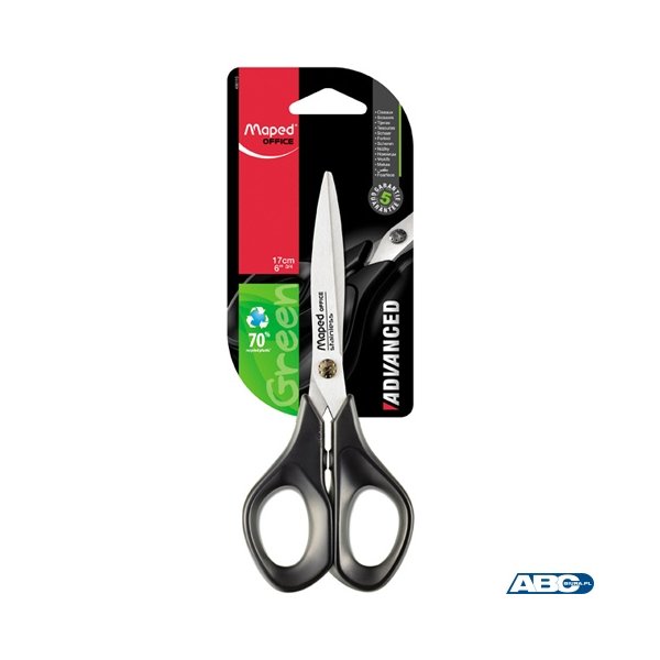 Nożyczki ADVANCED GREEN 17cm czarne symetryczne MAPED eko 496110