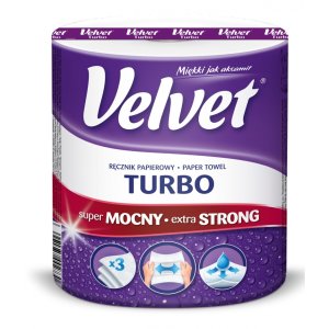 Ręcznik w roli celulozowy VELVET Turbo, 3-warstwowy, 340 listków, biały