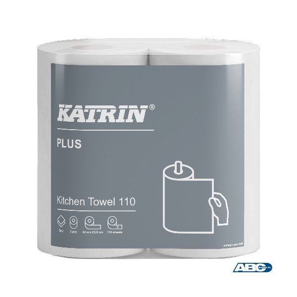 Ręczniki kuchenne KATRIN PLUS Kitchen 89673 (2 rolki) białe, 2W, 110 listków, 24metry