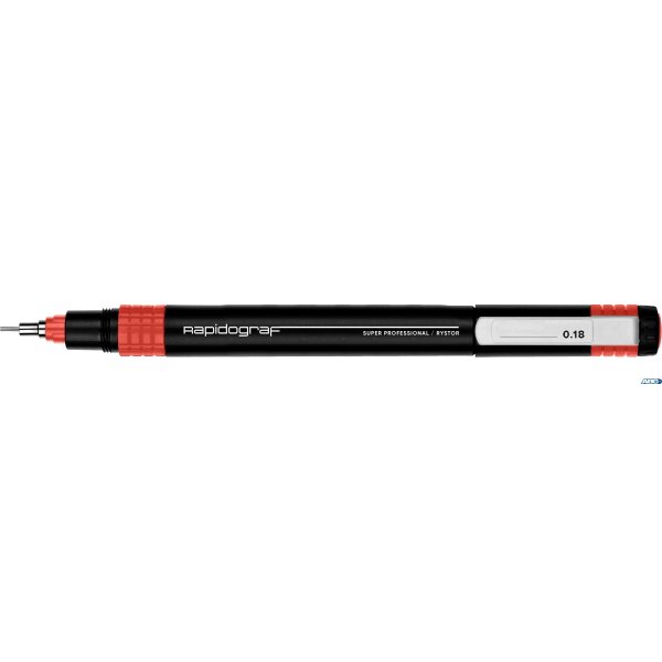 Rapitograf, Pisak Kreślarski Super Professional grubość 0.18mm (czerwony)  RYSTOR
