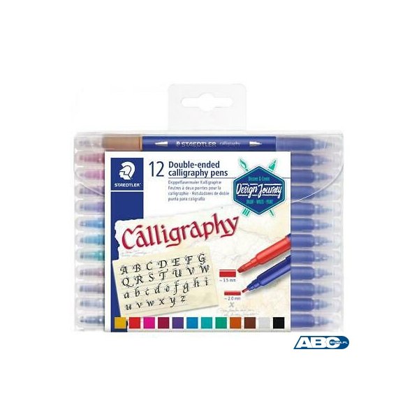 Pisak artystyczny do kaligrafii, Design Journey, 3.5mm i 2mm, 12 kol., Staedtler S 3005 TB12