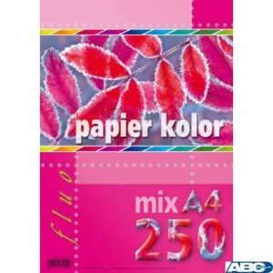 Papier kredowy A4 FLUO mix 5 kolorów (250 arkuszy)5kol KRESKA