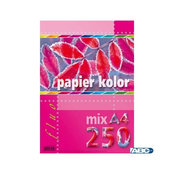Papier kredowy A4 FLUO mix 5 kolorów (250 arkuszy)5kol KRESKA