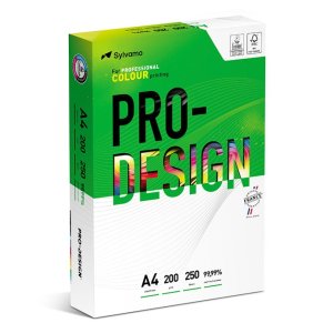 Papier ksero PRO-DESIGN FSC, satynowany, klasa A +  + , A4, 168CIE, 200gsm, 250 ark.