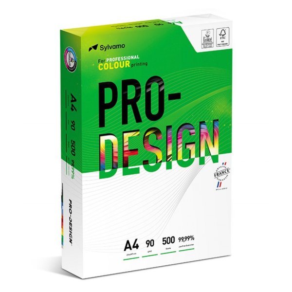 Papier ksero PRO-DESIGN FSC, satynowany, klasa A++, A4, 168CIE, 90gsm, 500 ark.