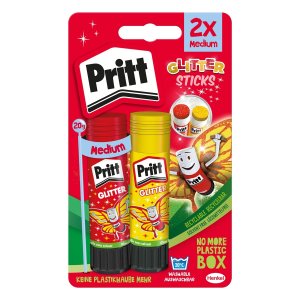 Klej w sztyfcie PRITT z brokatem, 2x20g, blister, mix kolorów