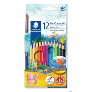 Kredki akwarelowe Noris Club, sześciokątne, z pędzelkiem, 12 kol., Staedtler S 144 10NC12