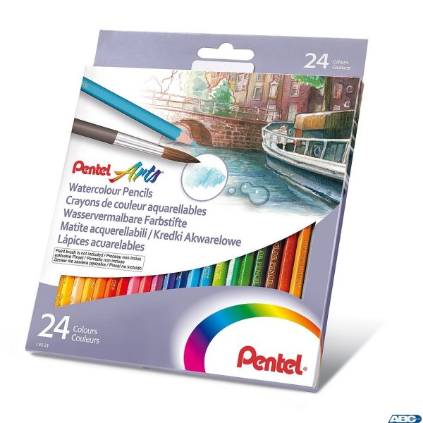 Kredki akwarelowe, 24 kolory  CB9-24 PENTEL