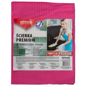 Ścierka premium OFFICE PRODUCTS, wiskoza 80%, gr. 65g / mkg, 34x45cm, 3szt., mix kolorów