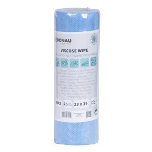 Ścierka DONAU HOME, z wiskozą 70%, rolka, max, 23x39cm, 25 listków, niebieska