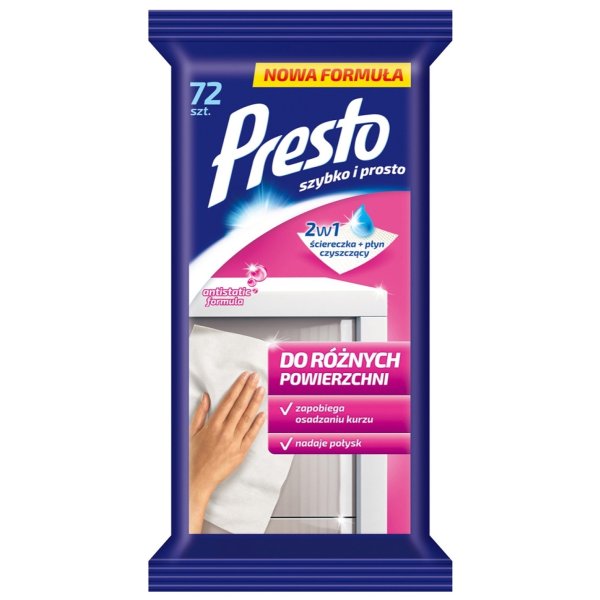 Ściereczki gospodarcze PRESTO, do różnych powierzchni, 72szt., białe