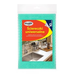 Ściereczki uniwersalne GROSIK, 10 szt., zielono-białe