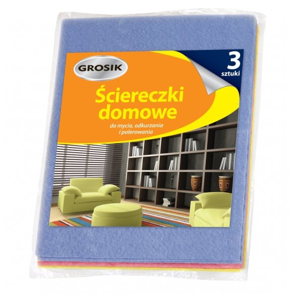 Ściereczki domowe GROSIK, 3 szt., mix kolorów