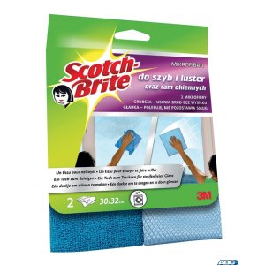 Ścierka z mikrofibry SCOTCH BRITE_ do szyb i luster, 2szt., ciemno / jasnoniebieskie