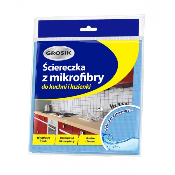 Ściereczka z mikrofibry GROSIK, do kuchni i łazienki, 1 szt., niebieska