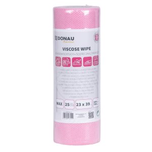 Ścierka DONAU HOME, z wiskozą 70%, rolka, max, 23x39cm, 25 listków, różowa