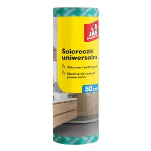 Ściereczki na rolce JAN NIEZBĘDNY, 50 szt., zielono-białe
