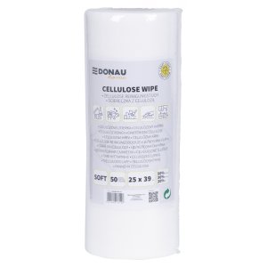 Ścierka DONAU HOME, z celulozą 50%, rolka, soft, 25x39cm, 50 listków, biała