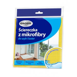 Ściereczka z mikrofibry GROSIK, do szyb i luster, 1 szt., żółta