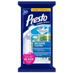 Ściereczki gospodarcze PRESTO, do szyb i luster, 30szt., białe