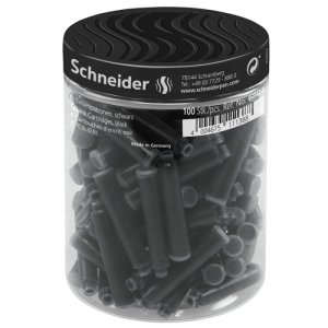Naboje do piór SCHNEIDER, plastikowy słoik, 100 szt., czarne