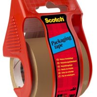 Mini dyspenser do taśm SCOTCH® (C.5020.D), w zestawie taśma pakową, 48mmx20,3m, czerwony