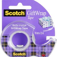 Taśma klejąca SCOTCH® Gift Wrap, do pakowania prezentów, na podajniku, 19mm, 7,5m, transparentna