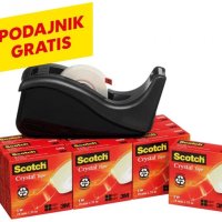 Taśma biurowa SCOTCH® Crystal (6-1933R10TPC), 19mm, 33m, 10szt., podajnik C-60 GRATIS