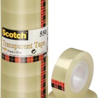 Taśma biurowa SCOTCH® (550), 19mm, 33m, w folii, 8szt., transparentna