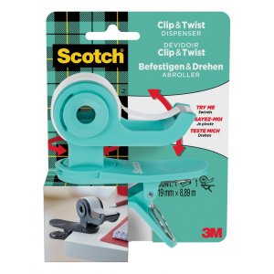 Podajnik do taśmy Scotch® C19 Clip&Twist  +  taśma SCOTCH® MAGIC 19mm, 8,89m, zielony