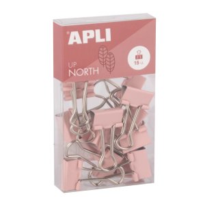 Klipy do dokumentów APLI Up North, 19mm, 15szt, pudełko z zawieszką, różowe