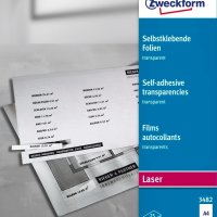 Przezroczyste folie samoprzylepne 3482 A4, 25ark powlekane, grubość 0,14 mm, Avery Zweckform (X)