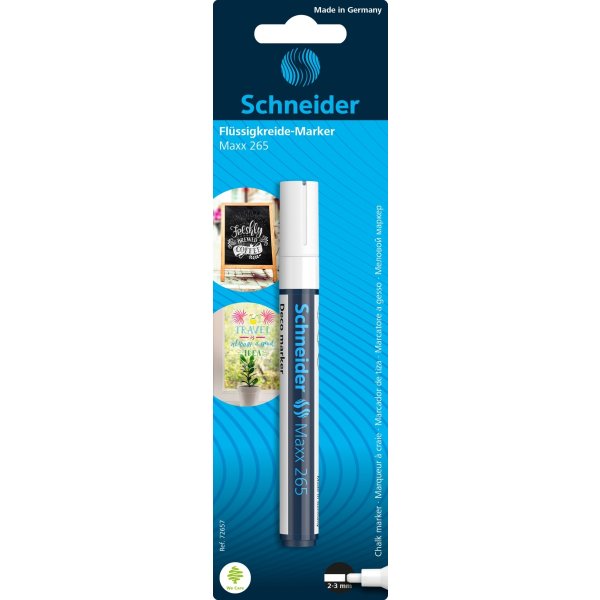 Marker kredowy SCHNEIDER Maxx 265 Deco, okrągły, 2-3mm, biały, zawieszka