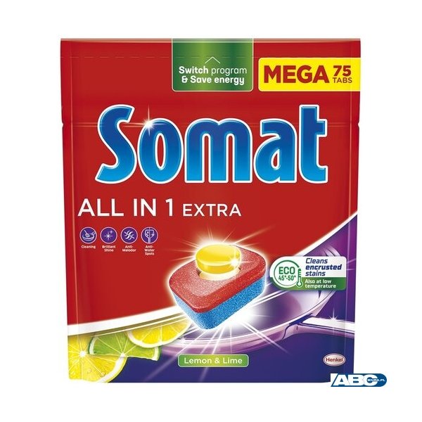 SOMAT Tabletki do zmywarki MEGA 75 szt. All in one Extra  Lemon 09282
