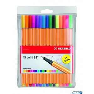 Cienkopis STABILO point 88 komplet 15szt. w tym 5 neonowych 8815-1