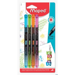 Cienkopis GRAPH PEPS DECO kolory fancy 4 szt blister Maped 749043