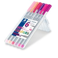 Cienkopis triplus, 0.3 mm, kolory flamingo, 6 szt., w etui, Staedtler S 334 SB6CS6