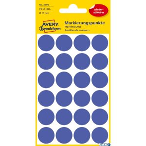 Kółka do zaznaczania niebieskie 18mm Usuwalne, Avery Zweckform 3596 (X)