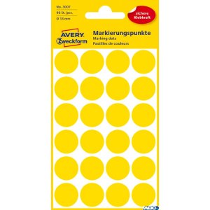 Kółka do zaznaczania żółte 3007 Q18 4 ark. Avery Zweckform