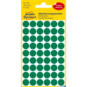 Kółka do zaznaczania zielone 3143 Q12 5 ark. Avery Zweckform