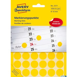 Kółka do zaznaczania żółte 3377 Q18 22 ark. Avery Zweckform