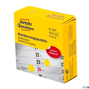Kółka do zaznaczania żółte 3856 Q19 w rolce trwałe, Avery Zweckform