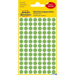 Kółka do zaznaczania zielone neonowe 3179 Q8 4ar Avery Zweckform