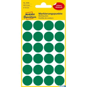 Kółka do zaznaczania kolorowe, 96 etyk. / op., Q18 mm, zielone Avery Zweckform, 3006