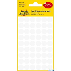 Kółka do zaznaczania białe 3145 Q12 5 ark. trwałe Avery Zweckform