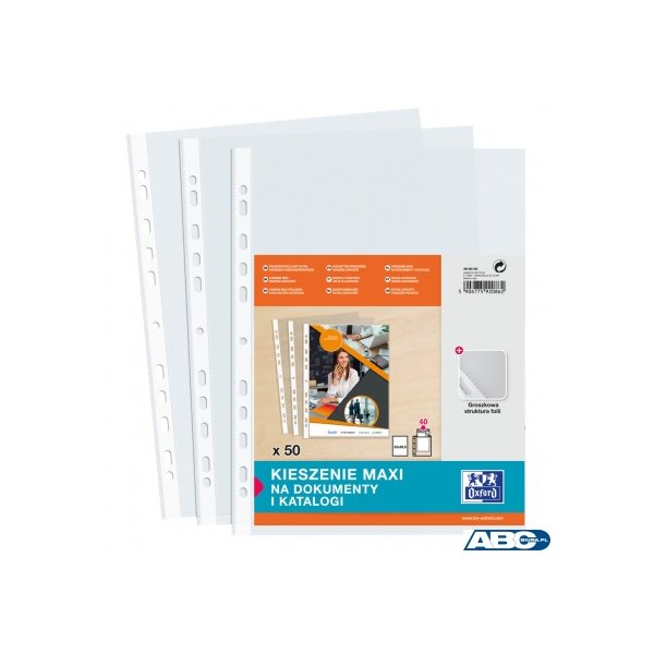 Koszulki groszkowe, poszerzane A4+ MAXI 90mic. (50szt) 400005483 OXFORD