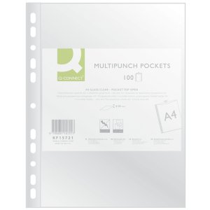 Koszulki na dokumenty Q-CONNECT, PP, A4, krystal, 50mikr., 100szt.