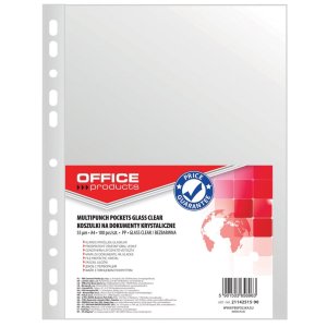 Koszulki na dokumenty OFFICE PRODUCTS, PP, A4, krystal, 55mikr., 100szt.